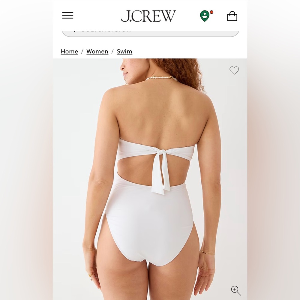 NWT— J.Crew cutout tie-back one piece swimsuit, white, size 20